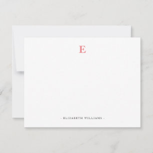 Salmon Color Monogram Letter Personalized Note Card