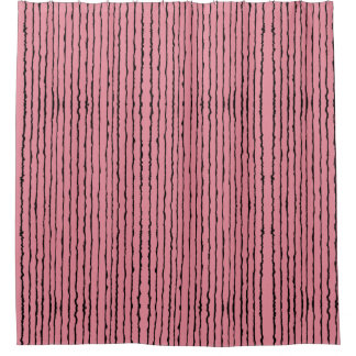 salmon color striped Shower Curtain
