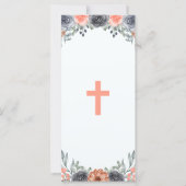 Salmon Colored Flowers First Communion Bookmark (Back)