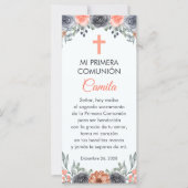 Salmon Colored Flowers First Communion Bookmark (Front)