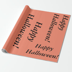 salmon colored Happy Halloween cursive script simp Wrapping Paper