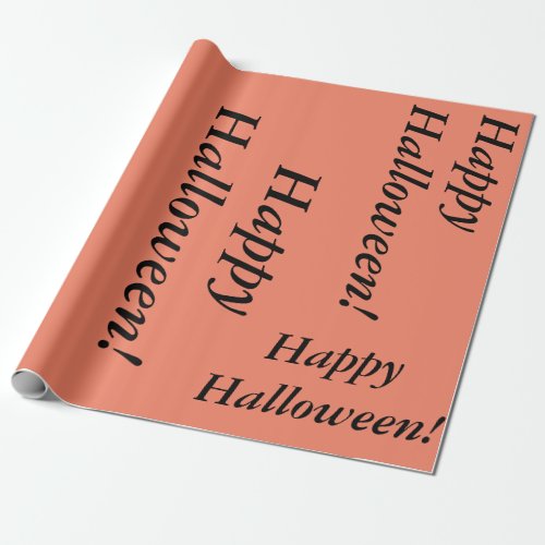 salmon colored Happy Halloween cursive script simp Wrapping Paper