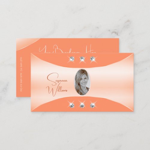 Salmon Colors with Sparkling Diamonds and Photo Business Card