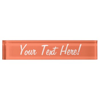 Salmon Coral Accent Color Ready To Customize Desk Name Plate by AmericanStyle at Zazzle