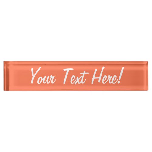 Salmon Coral Accent Color Ready to Customize Desk Name Plate