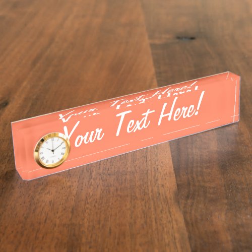 Salmon Coral Accent Color Ready to Customize Nameplate