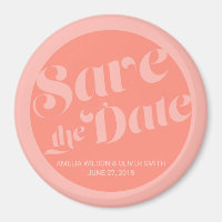 Salmon Coral Flourish Typography Save the Date Magnet