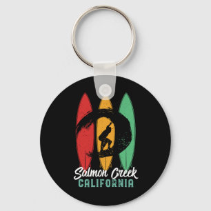 Salmon Creek California Beach Retro Surfing Keychain