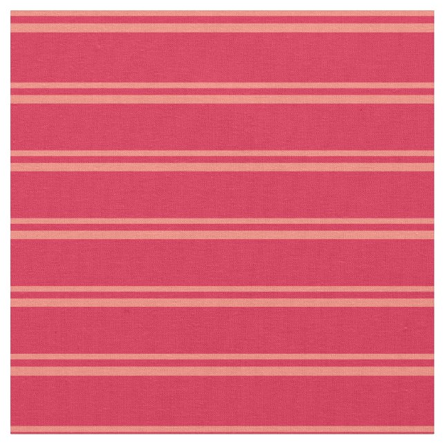 Salmon & Crimson Colored Stripes Fabric (Close Up)