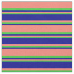 [ Thumbnail: Salmon, Dark Blue & Lime Green Colored Lines Fabric ]