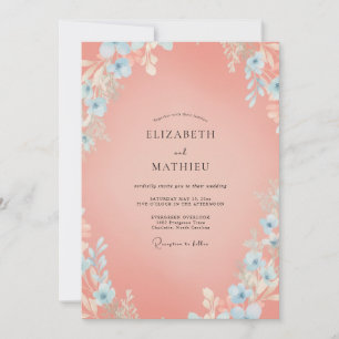 Salmon Dreamy Spring Wedding Invitation