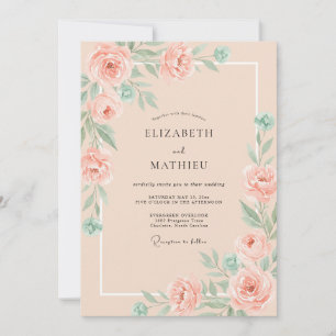 Salmon Ethereal Botanical Wedding Invitation