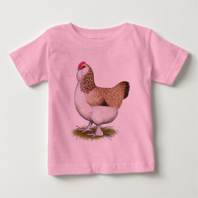 Salmon Faverolle Hen Baby T-Shirt (Front)