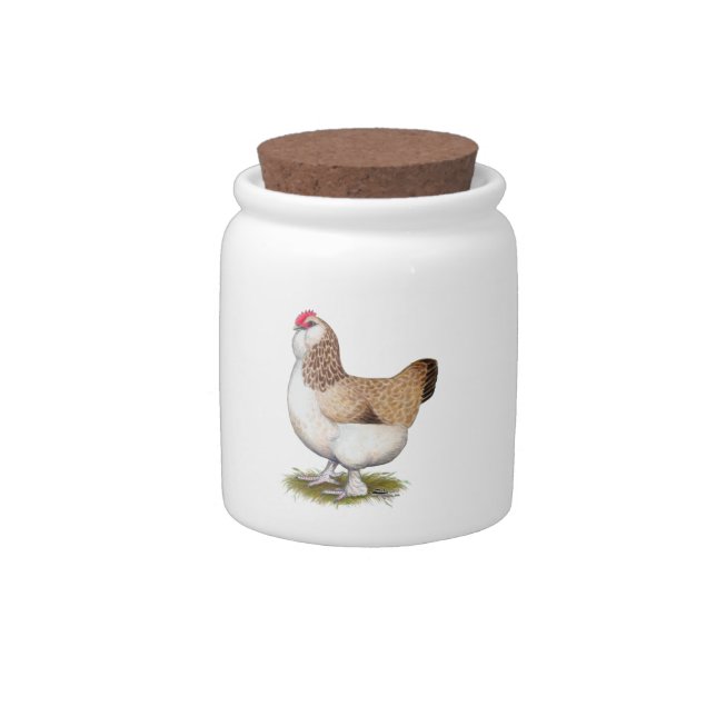 Salmon Faverolle Hen Candy Jar (Right)