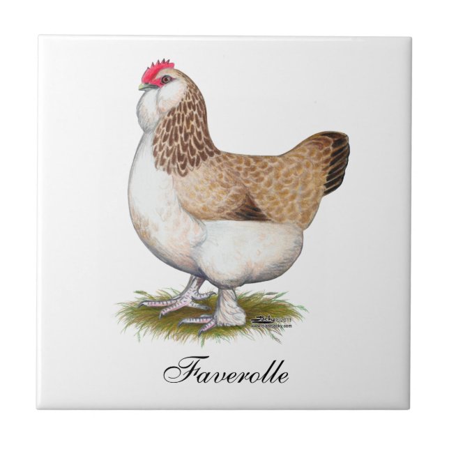 Salmon Faverolle Hen Ceramic Tile (Front)