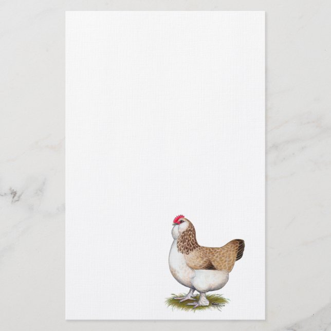 Salmon Faverolle Hen Stationery (Front)