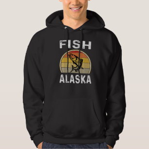 Salmon Fish Alaska Fishing Fisherman Retro Sunset Hoodie