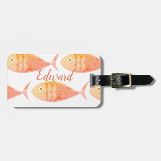 Salmon Fish Group Luggage Tag (Front Horizontal)