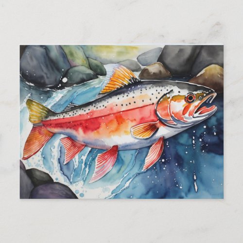 Salmon Fish Swimming  Men Gift AP49 Holiday Postcard