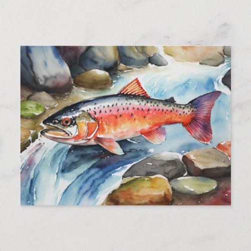  Salmon Fish Swimming River Water AP49 Holiday Postcard