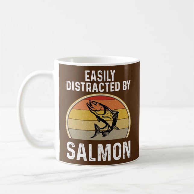 Salmon Fisherman Easily Distracted by Fishing Coffee Mug (Left)