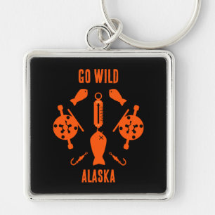 Salmon Fishing Alaska Keychain