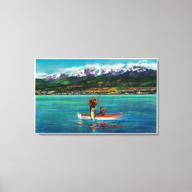 Salmon Fishing in Port Angeles Harbor Canvas Print (Front)