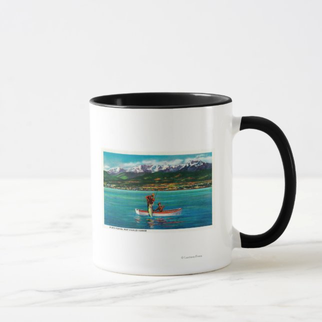 Salmon Fishing in Port Angeles Harbor Mug (Right)
