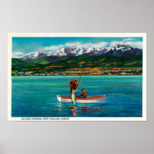 Salmon Fishing in Port Angeles Harbor Poster
