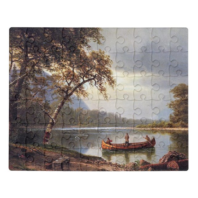 Salmon Fishing on the Cascapediac Albert Bierstadt Jigsaw Puzzle (Puzzle Horizontal)