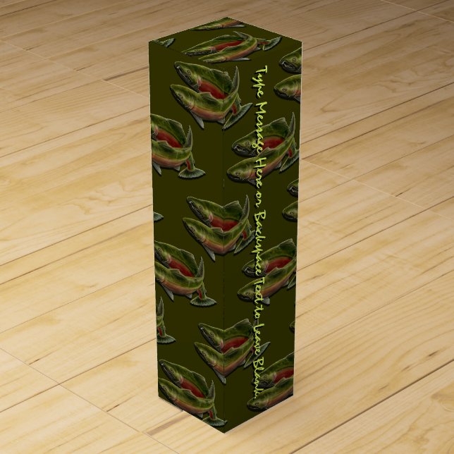 Salmon Fishing Wine Box Fisherman's Art Wine Box (Back)