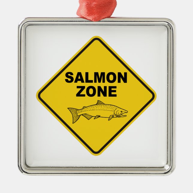 Salmon Fishing Zone Metal Ornament (Front)