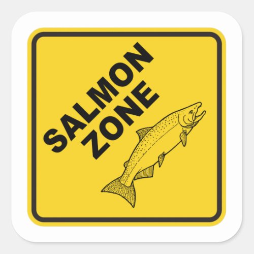 Salmon Fishing Zone Square Sticker