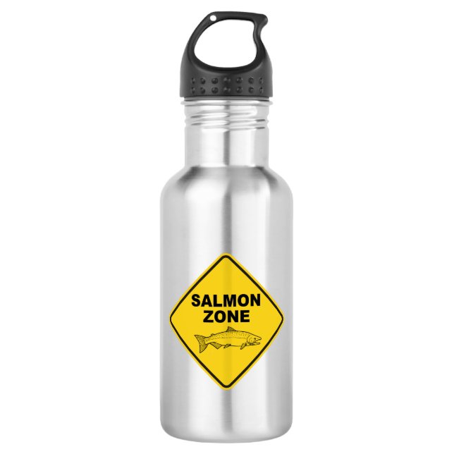 Salmon Fishing Zone Stainless Steel Water Bottle (Front)