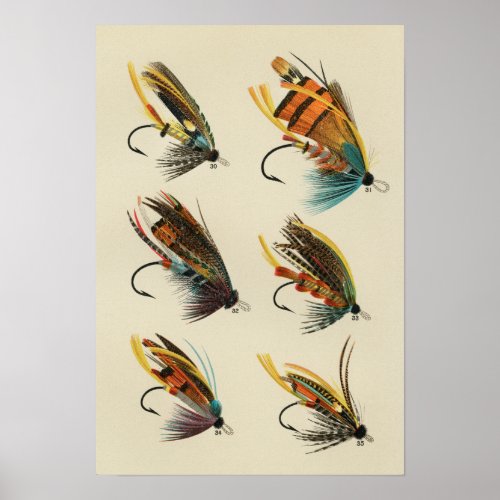 Salmon Flies 30 to 35 Vintage Poster