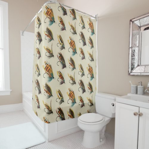 Salmon Flies 30 to 35 Vintage Shower Curtain