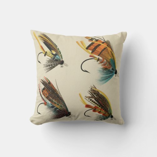Salmon Flies by Mary Orvis Print Throw Pillow