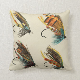 Salmon Flies by Mary Orvis Print Throw Pillow