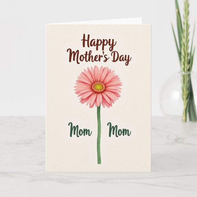 Salmon Floral Mothers Day Card (Front)