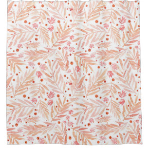Salmon Foliage Shower Curtain