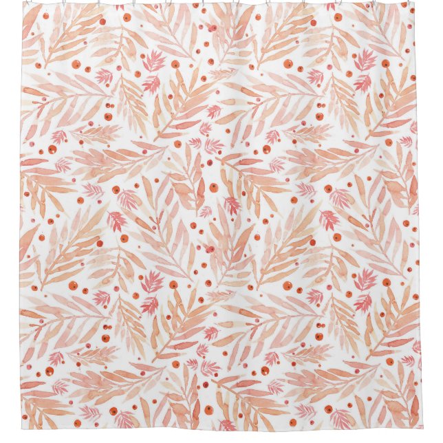 Salmon Foliage Shower Curtain (Front)