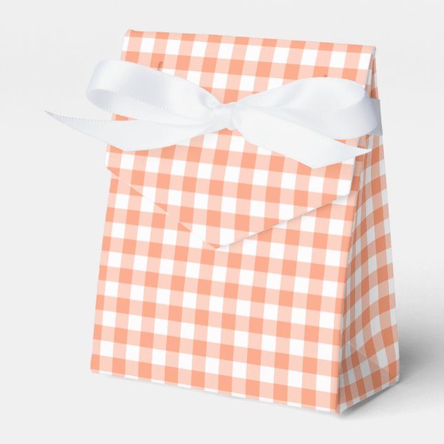Salmon Gingham Favor Boxes (Front Side)