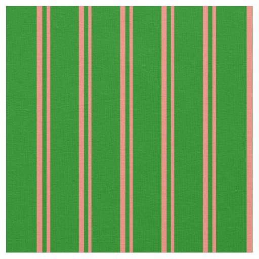 Salmon & Green Colored Stripes Fabric