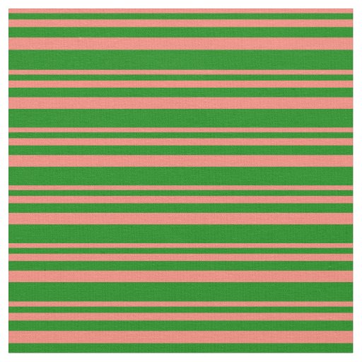 Salmon & Green Colored Stripes/Lines Pattern Fabric