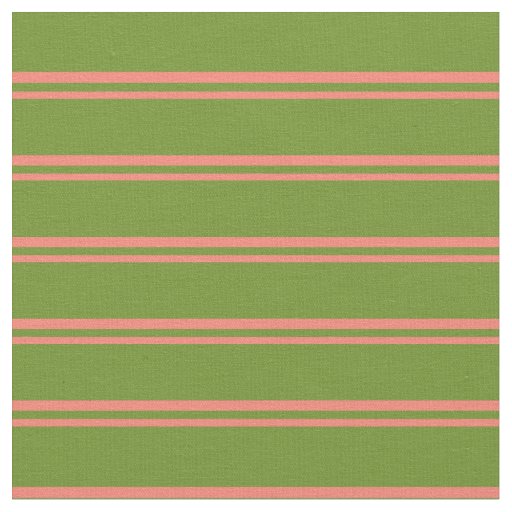 Salmon & Green Lined Pattern Fabric