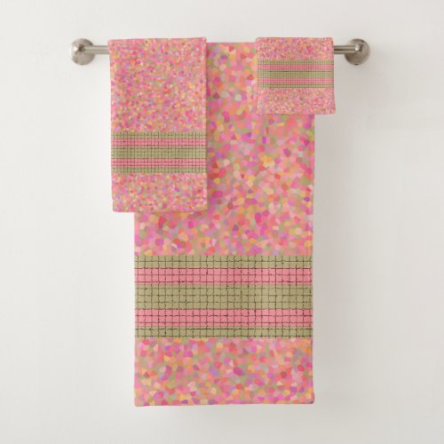 Salmon green mix bath towel set