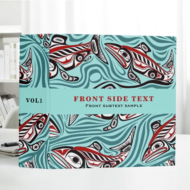 Salmon Haida Art Spirit Pacific Northwest Native 3 Ring Binder (Creator Uploaded)