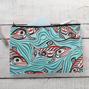 Salmon Haida Art Spirit Pacific Northwest Native Accessory Pouch