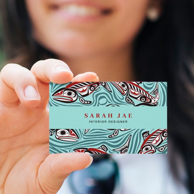 Salmon Haida Art Spirit Pacific Northwest Native Business Card (Creator Uploaded)