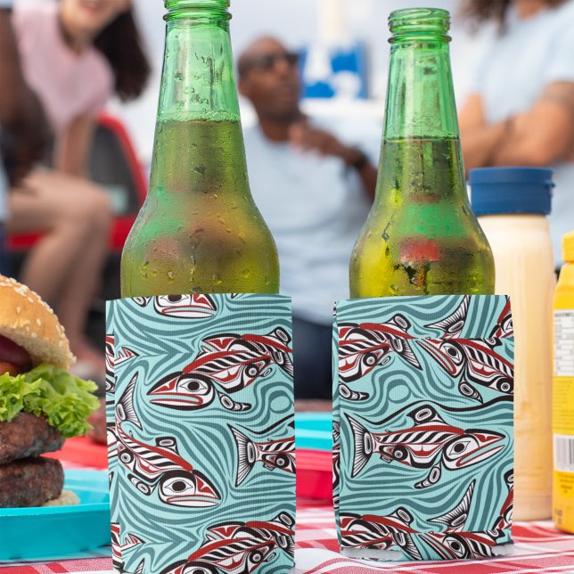 Salmon Haida Art Spirit Pacific Northwest Native Can Cooler (Creator Uploaded)